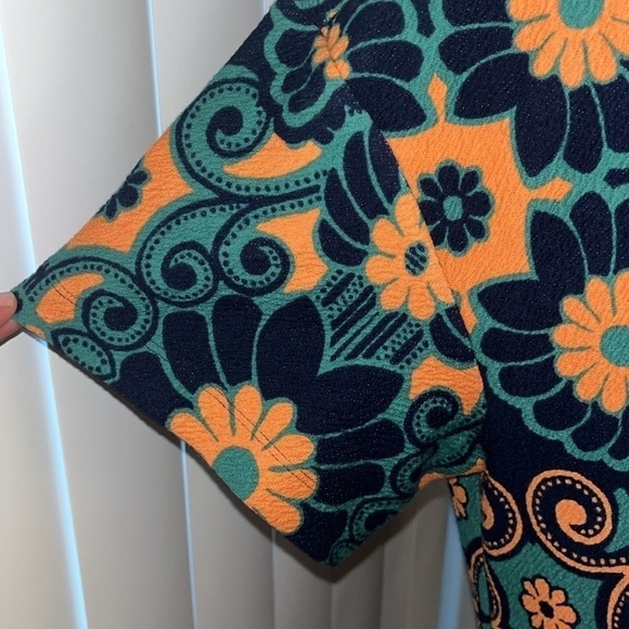 Anthropologie Maeve Floral Shift Mini Dress Mod Blue Green Size Large NWOT - Picture 3 of 9